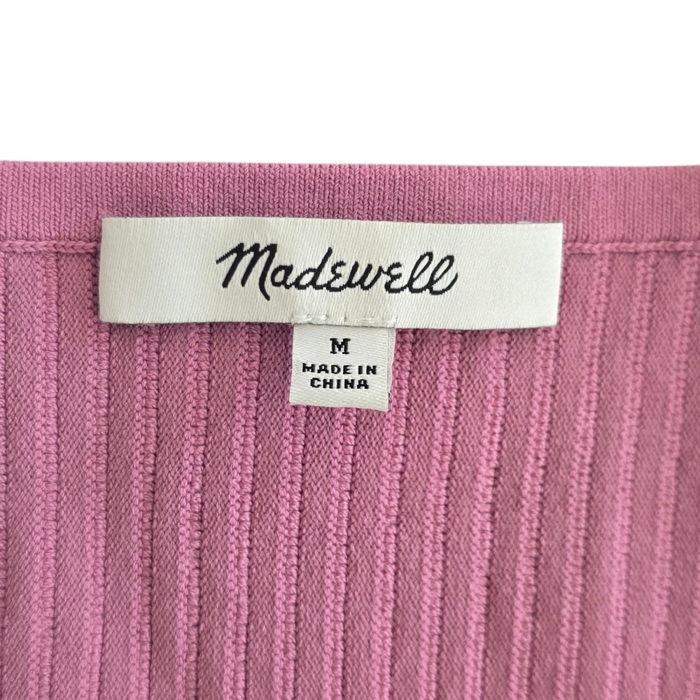 Madewell Womens Pink Ottoman Crop Ribbed Sweater Tee Size Medium - Picture 9 of 13